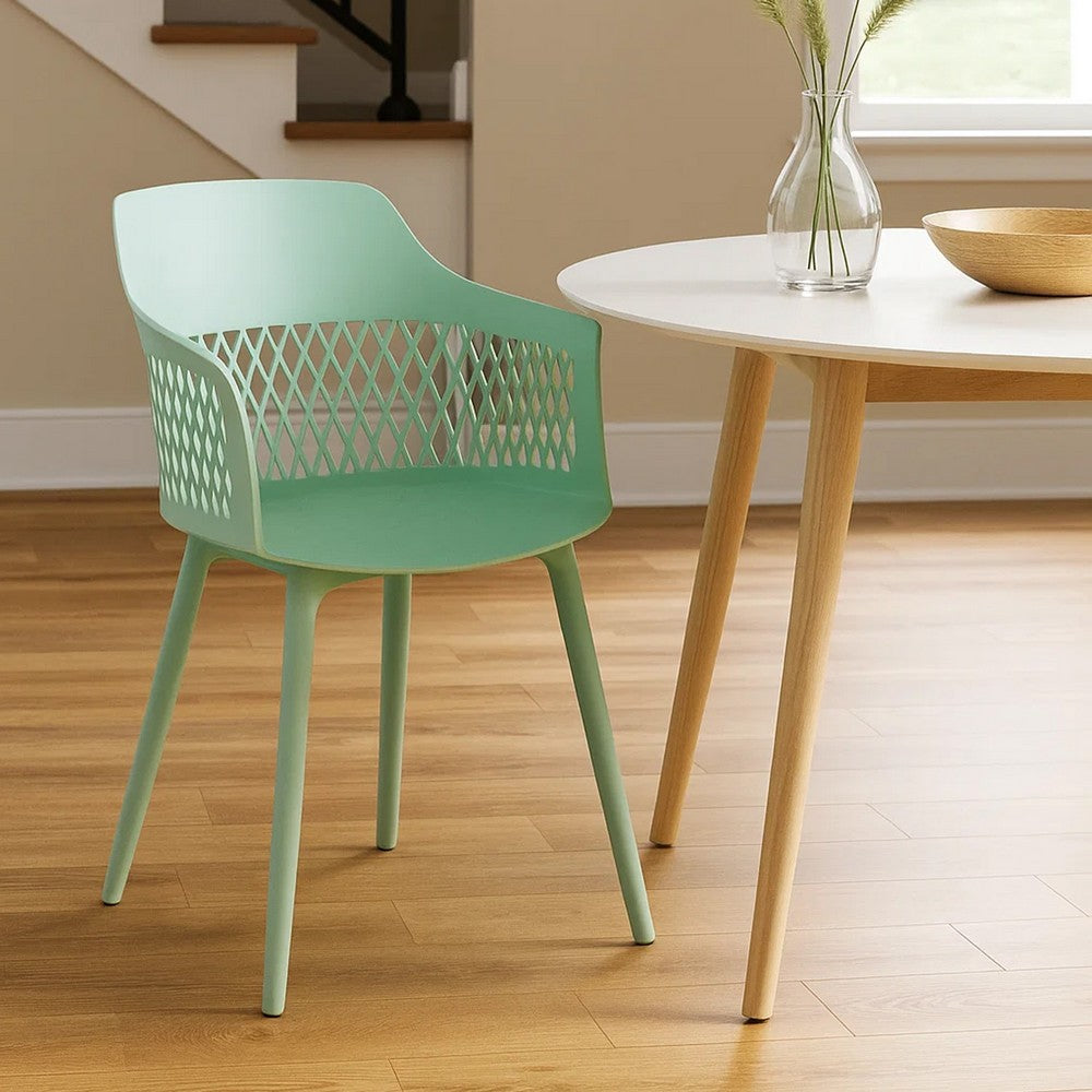 Outdoor Patio Chair, Curved Arms, Weather Resistant Modern Mint Green -BM320593