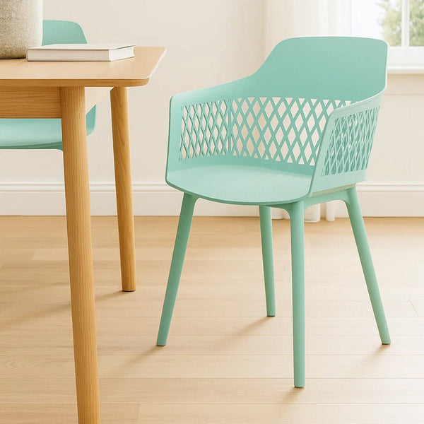 Outdoor Patio Chair, Curved Arms, Weather Resistant Modern Mint Green -BM320593
