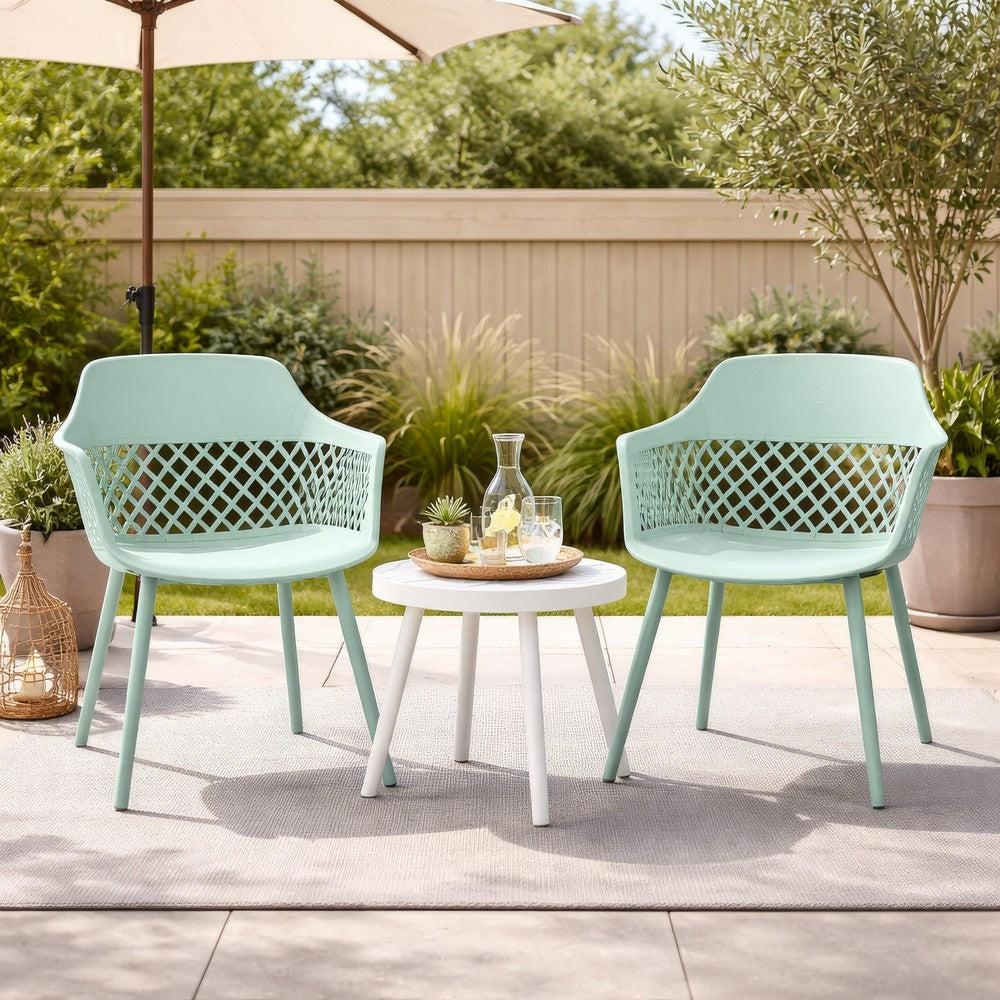Outdoor Patio Chair, Curved Arms, Weather Resistant Modern Mint Green -BM320593