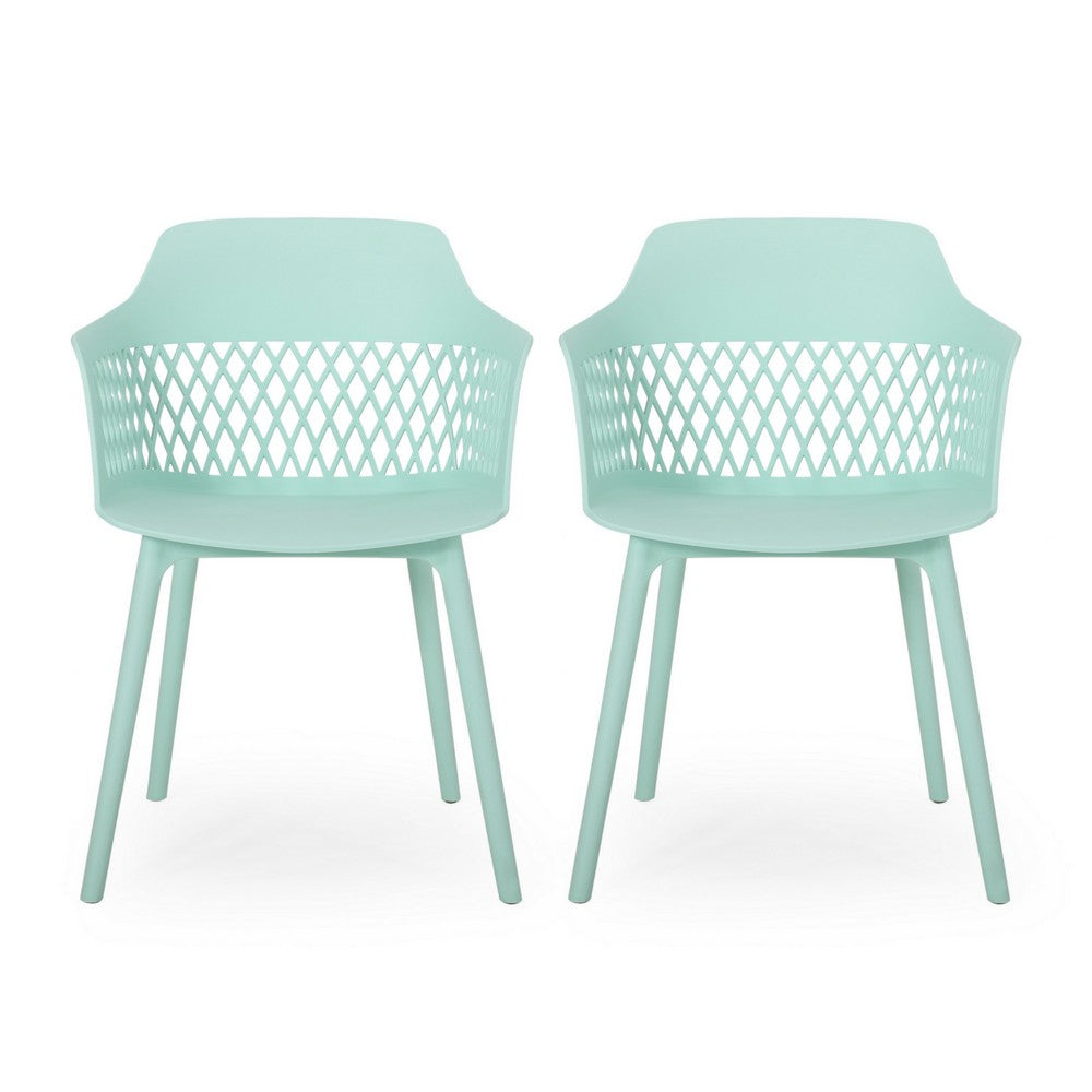 Outdoor Patio Chair, Curved Arms, Weather Resistant Modern Mint Green -BM320593