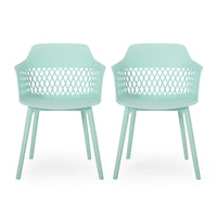 Outdoor Patio Chair, Curved Arms, Weather Resistant Modern Mint Green -BM320593