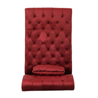 Chaise Lounger, Tufted Design, 55 Inch Birch Wood Frame, Garnet Red Velvet -BM320596