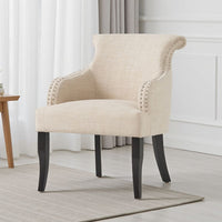 Accent Armchair, Nailhead Trim, Birch Wood, Plush Light Beige Fabric -BM320597