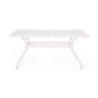 Toni Table, 67 Inch Rectangular Lattice Top, Saber Legs, White Aluminium -BM320598