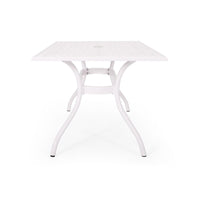 Toni Table, 67 Inch Rectangular Lattice Top, Saber Legs, White Aluminium -BM320598