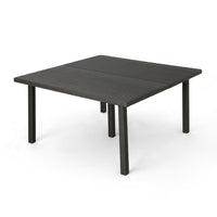 Nona Outdoor Dining Table, 64 Inch Square, Dark Gray Rattan Wood and Iron -BM320599