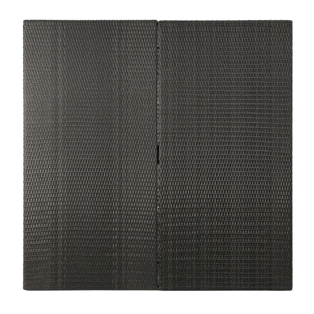 Nona Outdoor Dining Table, 64 Inch Square, Dark Gray Rattan Wood and Iron -BM320599