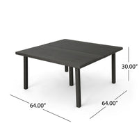 Nona Outdoor Dining Table, 64 Inch Square, Dark Gray Rattan Wood and Iron -BM320599