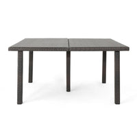 Nona Outdoor Dining Table, 64 Inch Square Top, Brown Rattan Wood, Iron -BM320600