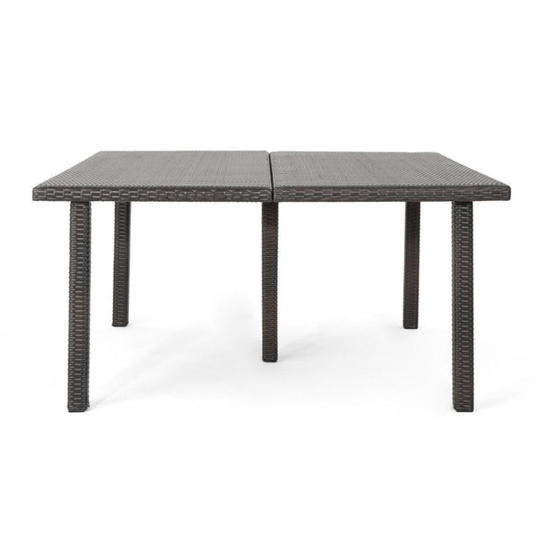Nona Outdoor Dining Table, 64 Inch Square Top, Brown Rattan Wood, Iron -BM320600