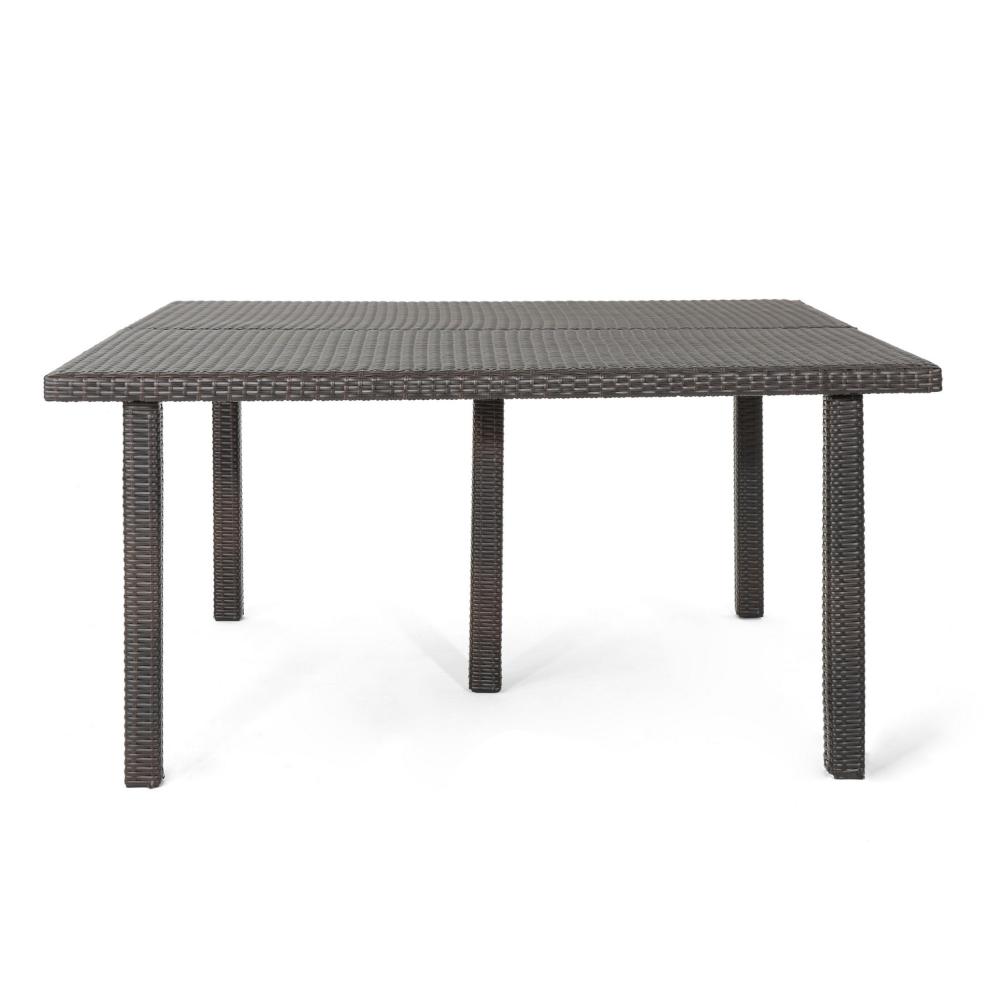 Nona Outdoor Dining Table, 64 Inch Square Top, Brown Rattan Wood, Iron -BM320600