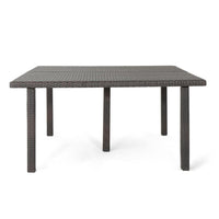 Nona Outdoor Dining Table, 64 Inch Square Top, Brown Rattan Wood, Iron -BM320600