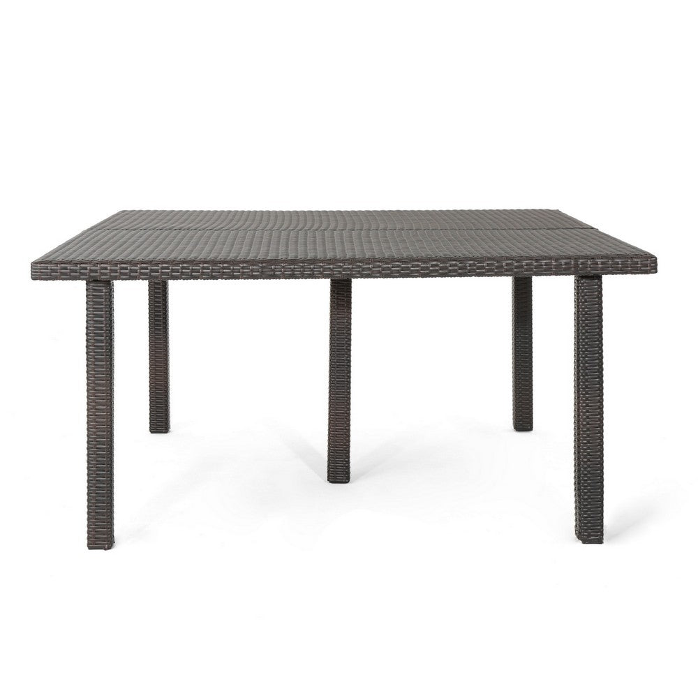 Nona Outdoor Dining Table, 64 Inch Square Top, Brown Rattan Wood, Iron -BM320600
