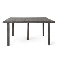 Nona Outdoor Dining Table, 64 Inch Square Top, Brown Rattan Wood, Iron -BM320600