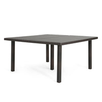 Nona Outdoor Dining Table, 64 Inch Square Top, Brown Rattan Wood, Iron -BM320600