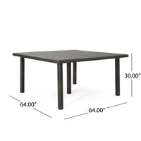 Nona Outdoor Dining Table, 64 Inch Square Top, Brown Rattan Wood, Iron -BM320600