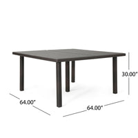 Nona Outdoor Dining Table, 64 Inch Square Top, Brown Rattan Wood, Iron -BM320600