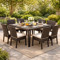 Nona Outdoor Dining Table, 64 Inch Square Top, Brown Rattan Wood, Iron -BM320600