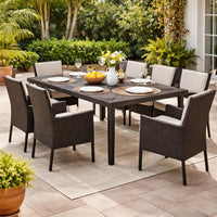 Nona Outdoor Dining Table, 64 Inch Square Top, Brown Rattan Wood, Iron -BM320600
