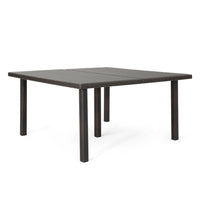 Nona Outdoor Dining Table, 64 Inch Square Top, Brown Rattan Wood, Iron -BM320600