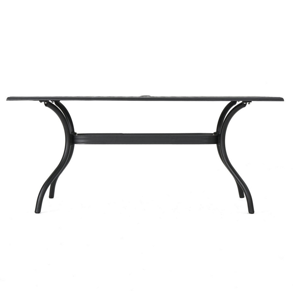 Cay Outdoor Dining Table, 67 Inch Rectangular, Lattice Black Aluminium -BM320601