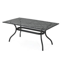 Cay Outdoor Dining Table, 67 Inch Rectangular, Lattice Black Aluminium -BM320601