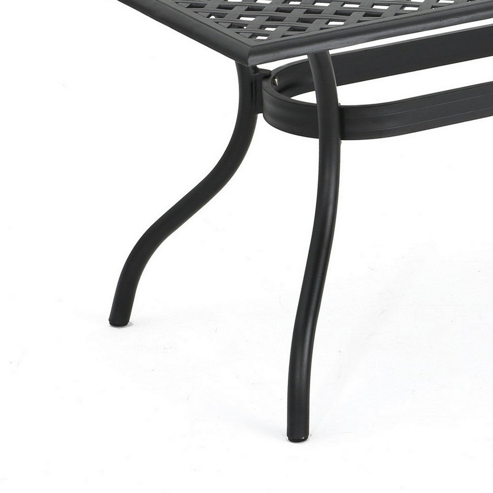 Cay Outdoor Dining Table, 67 Inch Rectangular, Lattice Black Aluminium -BM320601