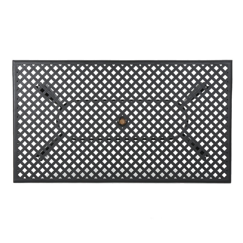 Cay Outdoor Dining Table, 67 Inch Rectangular, Lattice Black Aluminium -BM320601