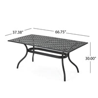 Cay Outdoor Dining Table, 67 Inch Rectangular, Lattice Black Aluminium -BM320601