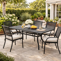 Cay Outdoor Dining Table, 67 Inch Rectangular, Lattice Black Aluminium -BM320601