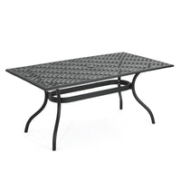 Cay Outdoor Dining Table, 67 Inch Rectangular, Lattice Black Aluminium -BM320601