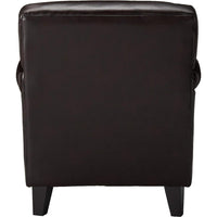 Accent Club Chair, 40 Inch, Tufted Back, Full-Padded Brown Faux Leather -BM320602