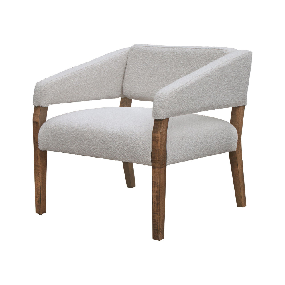 Merry Accent Chair, Ivory Polyester, Plush Foam, Brown Solid Pine Wood Legs -BM320821