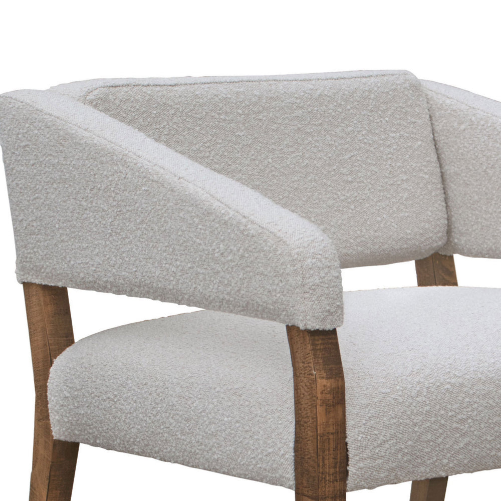 Merry Accent Chair, Ivory Polyester, Plush Foam, Brown Solid Pine Wood Legs -BM320821