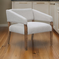 Merry Accent Chair, Ivory Polyester, Plush Foam, Brown Solid Pine Wood Legs -BM320821