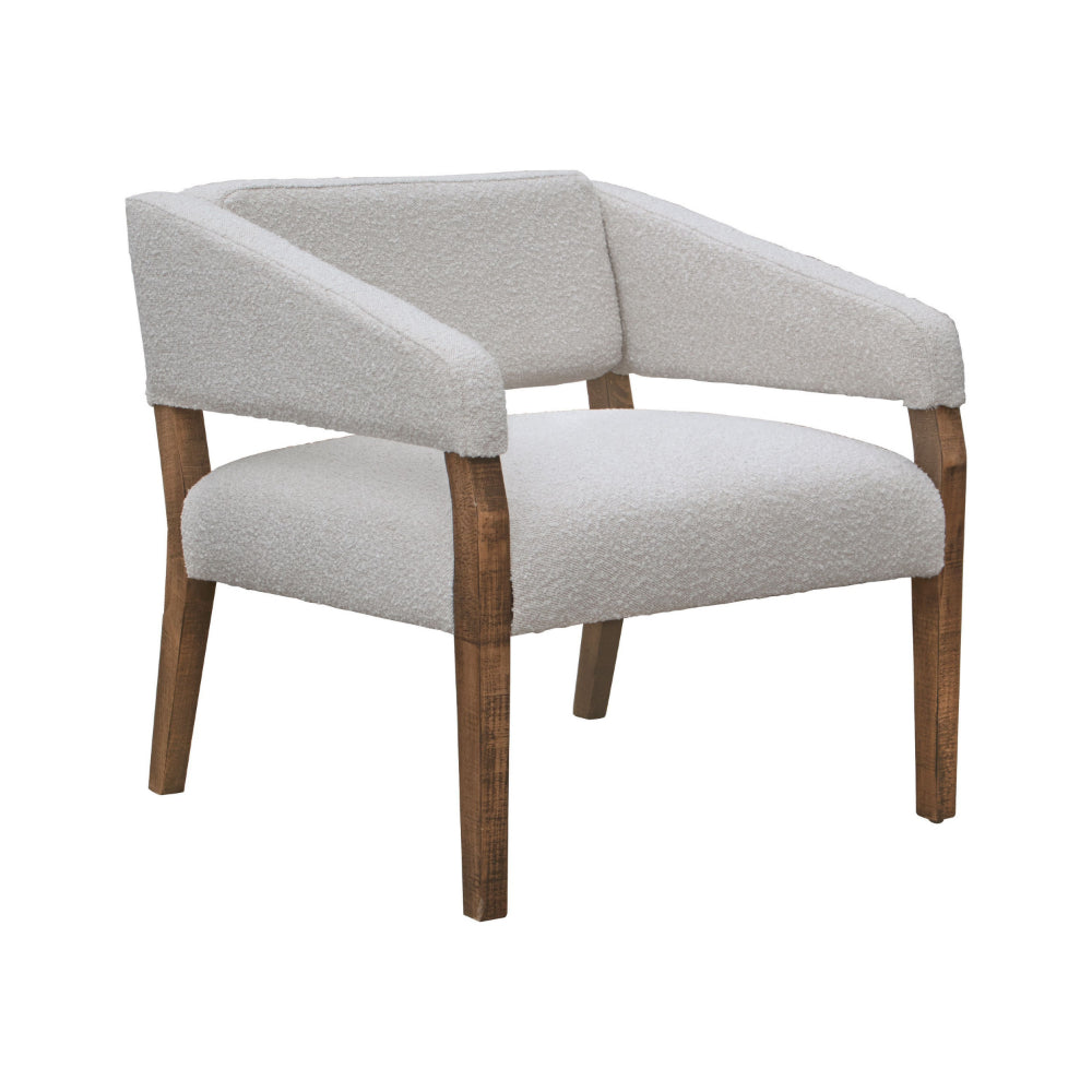 Merry Accent Chair, Ivory Polyester, Plush Foam, Brown Solid Pine Wood Legs -BM320821