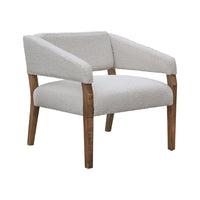 Merry Accent Chair, Ivory Polyester, Plush Foam, Brown Solid Pine Wood Legs -BM320821