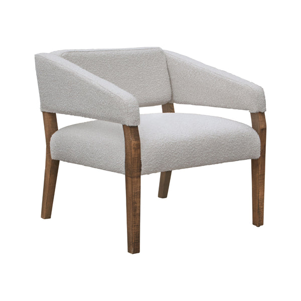 Merry Accent Chair, Ivory Polyester, Plush Foam, Brown Solid Pine Wood Legs -BM320821