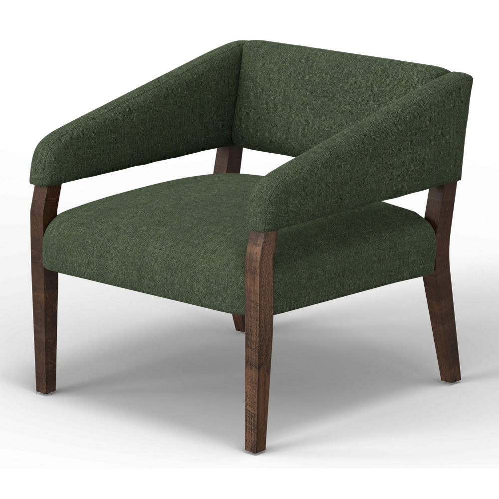 Merry Accent Chair, Olive Green Polyester, Foam, Brown Solid Pine Wood -BM320822