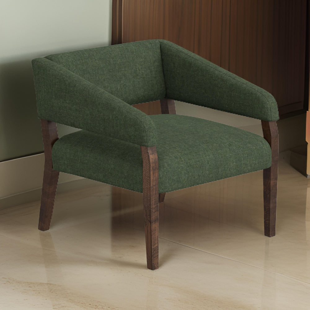 Merry Accent Chair, Olive Green Polyester, Foam, Brown Solid Pine Wood -BM320822