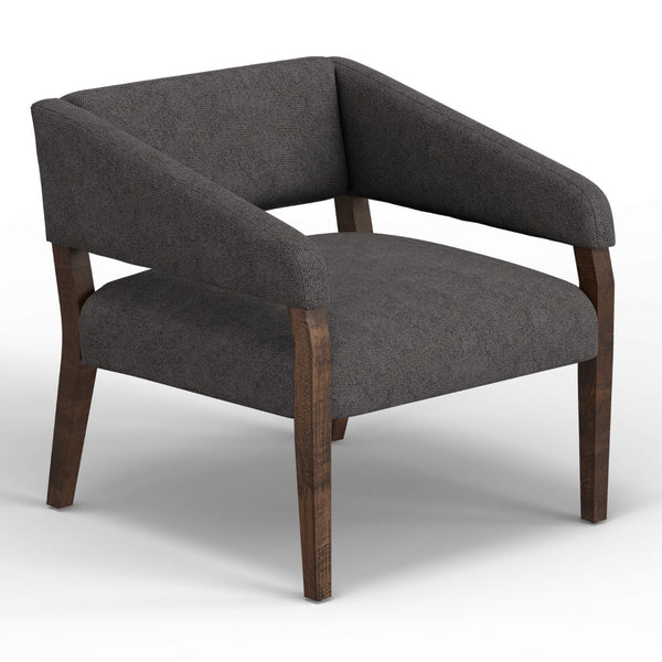 Merry Accent Chair, Iron Gray Polyester, Plush Foam, Brown Solid Pine Wood -BM320823