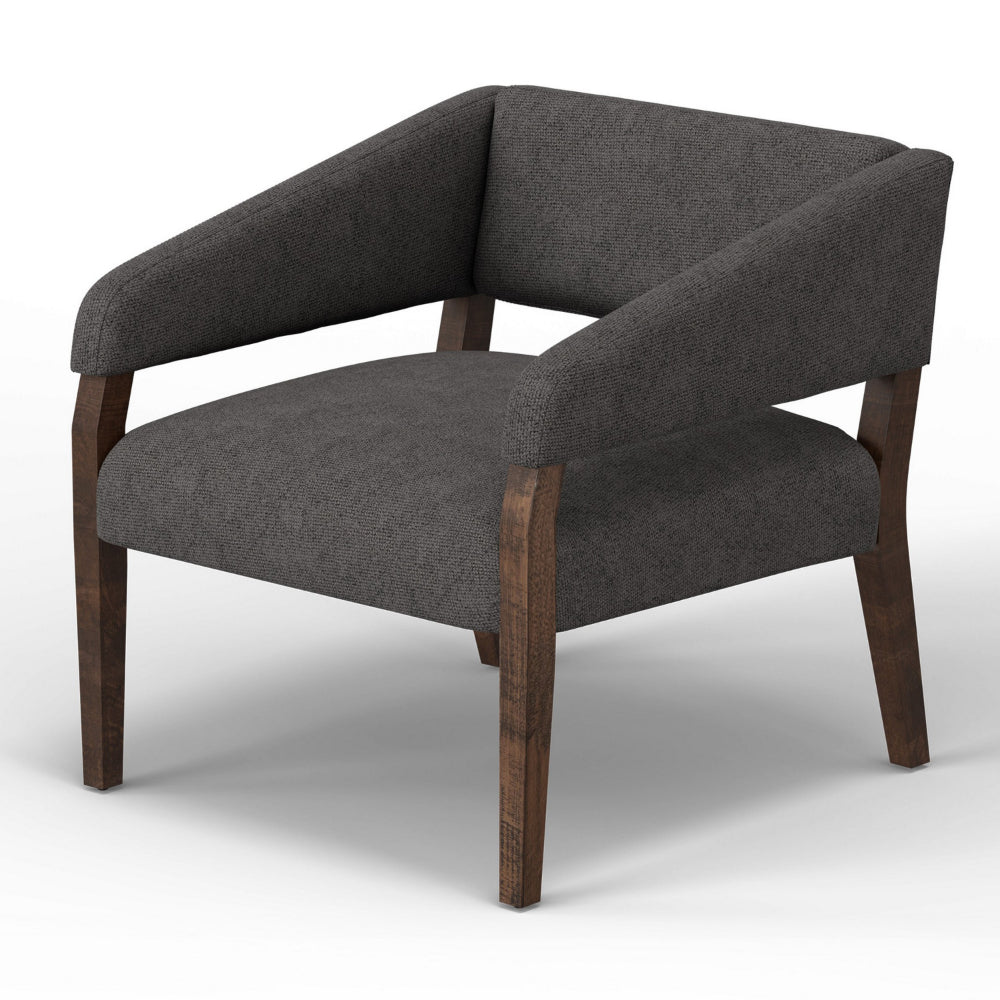 Merry Accent Chair, Iron Gray Polyester, Plush Foam, Brown Solid Pine Wood -BM320823