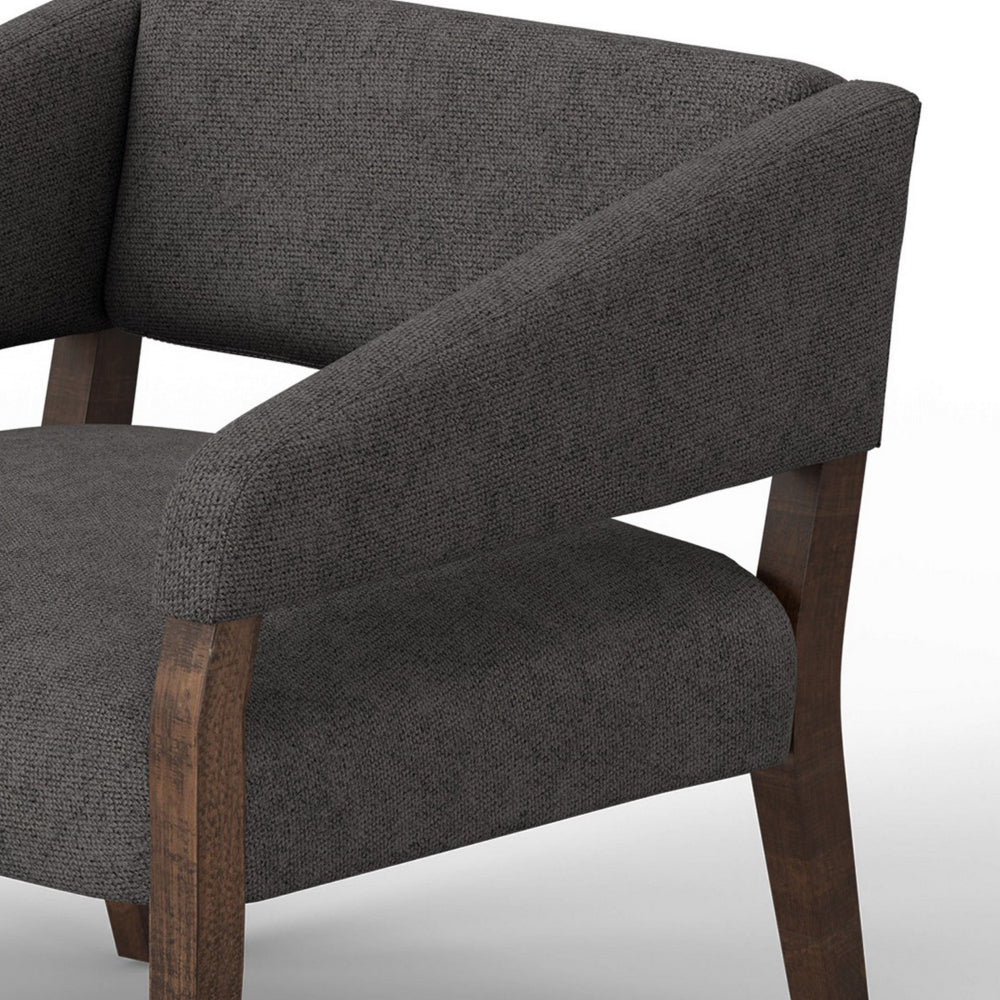 Merry Accent Chair, Iron Gray Polyester, Plush Foam, Brown Solid Pine Wood -BM320823