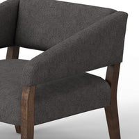 Merry Accent Chair, Iron Gray Polyester, Plush Foam, Brown Solid Pine Wood -BM320823