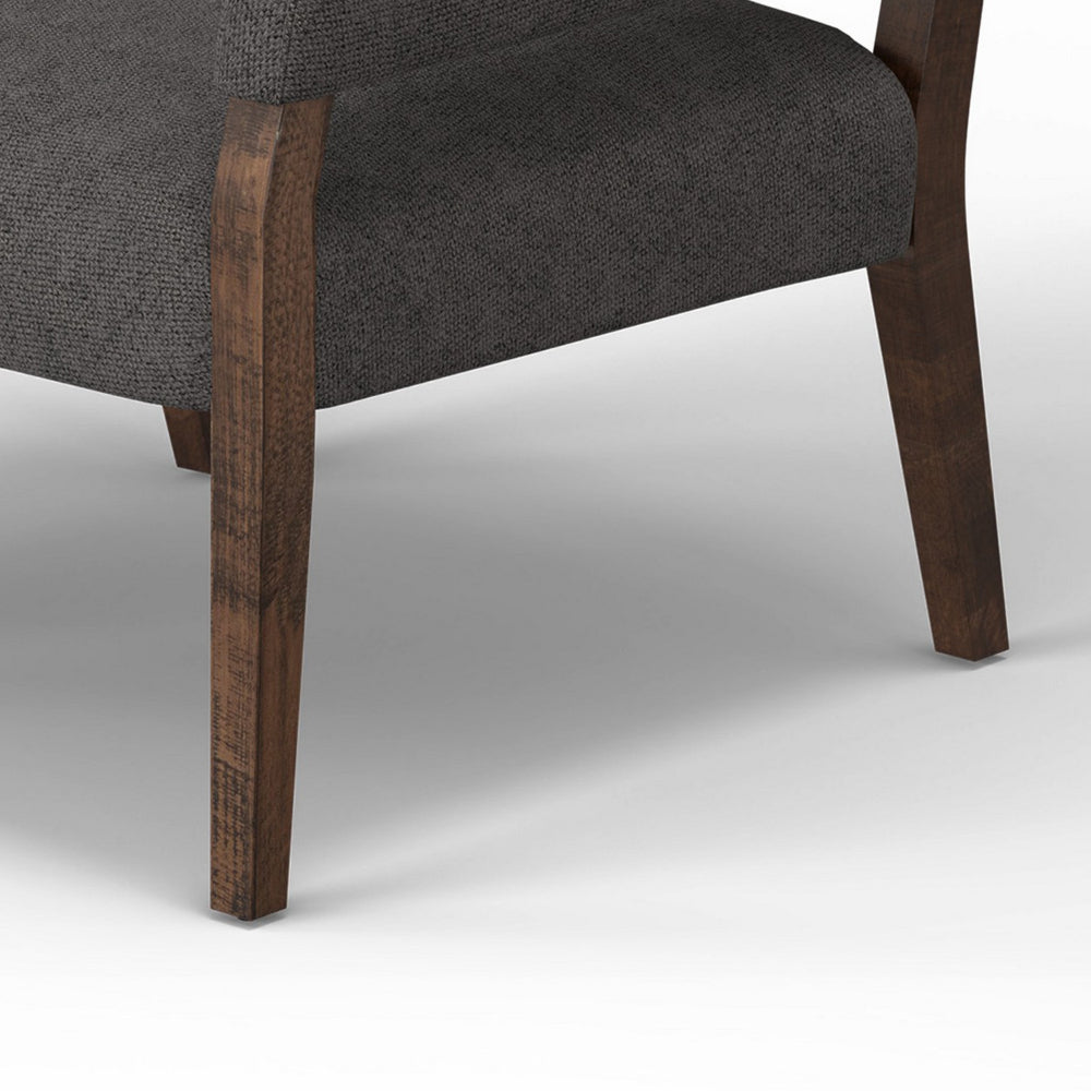 Merry Accent Chair, Iron Gray Polyester, Plush Foam, Brown Solid Pine Wood -BM320823