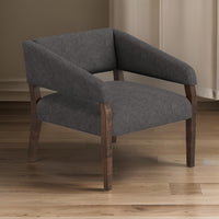 Merry Accent Chair, Iron Gray Polyester, Plush Foam, Brown Solid Pine Wood -BM320823