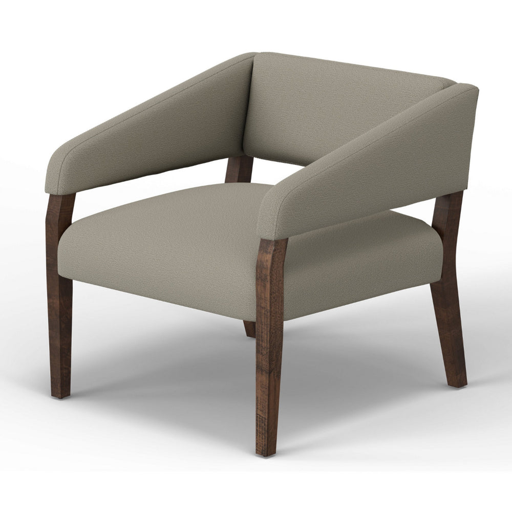 Merry Accent Chair, Almond Gray Polyester, Foam, Brown Solid Pine Wood -BM320824