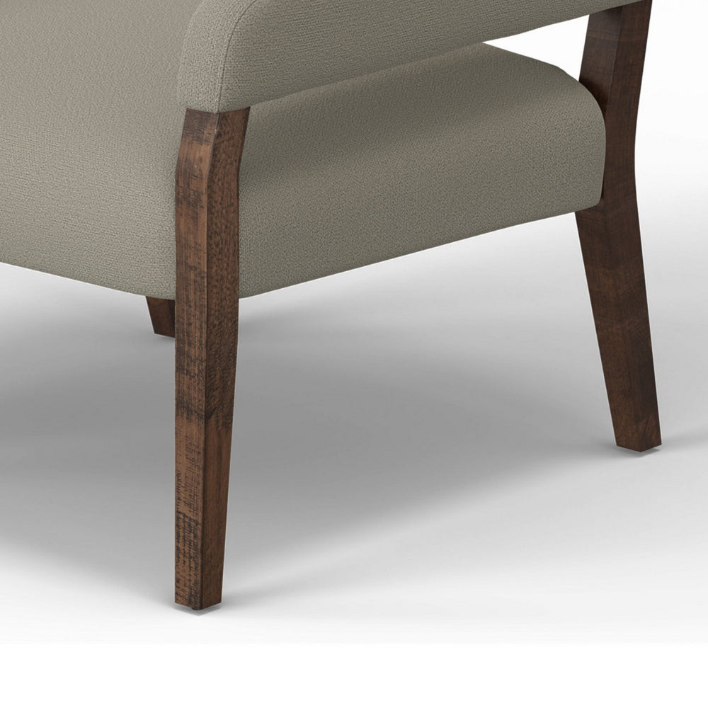 Merry Accent Chair, Almond Gray Polyester, Foam, Brown Solid Pine Wood -BM320824