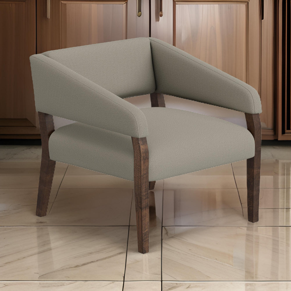 Merry Accent Chair, Almond Gray Polyester, Foam, Brown Solid Pine Wood -BM320824