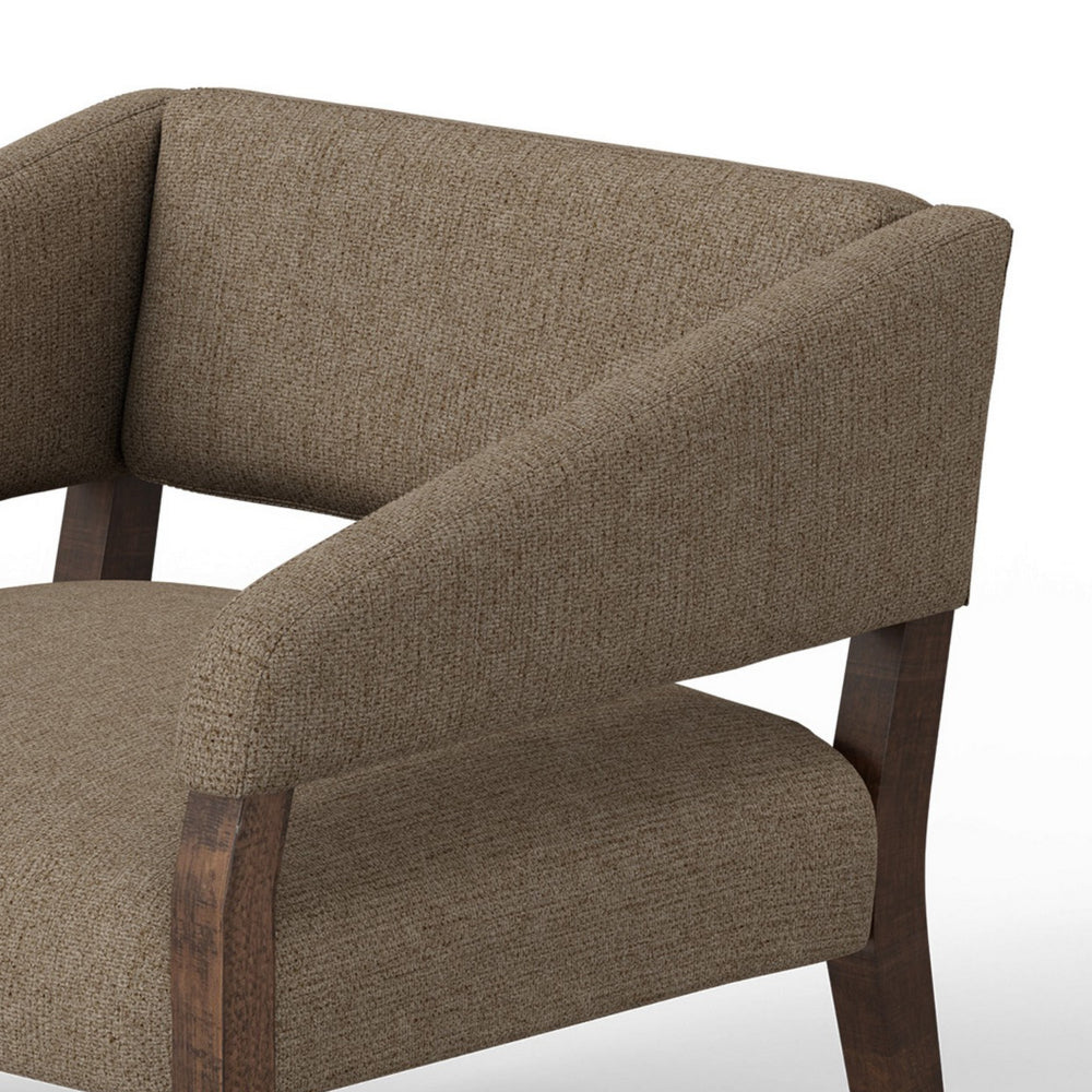 Merry Accent Chair, Light Brown Polyester, Foam, Brown Solid Pine Wood -BM320825